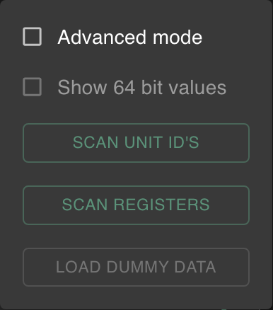 Cog menu showing Scan Unit IDs and Scan Registers options